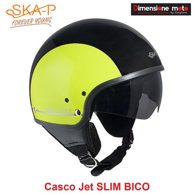 Casco JET Con Visiera Scomparsa SKA-P SLIM BICO Nero/Giallo Metal Taglia XS  53cm | eBay