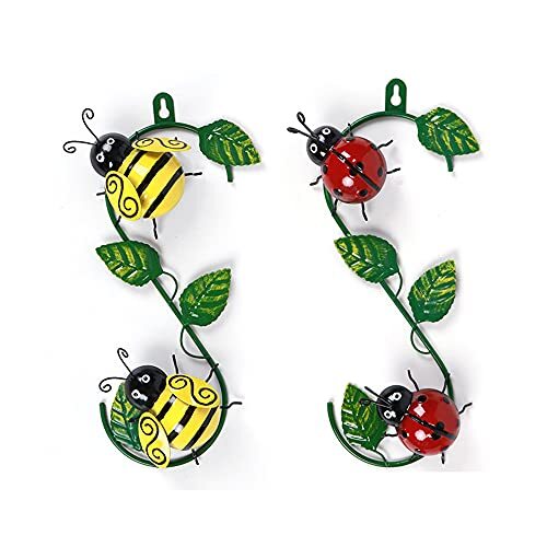 WDDP 2 Pezzi Parete Da Giardino Coccinelle, Coccinelle In Metallo (u9W)