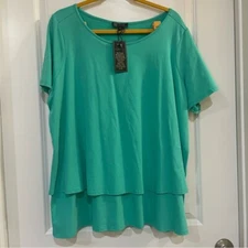 DG2 Diane Gilman brand ladies double flounce blouse NWT plus size 1XL