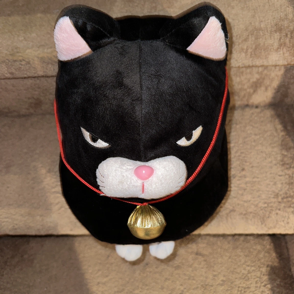 Amuse Big Hige Manjyu Plush Cat Doll KuroMame Black cranky cat 16