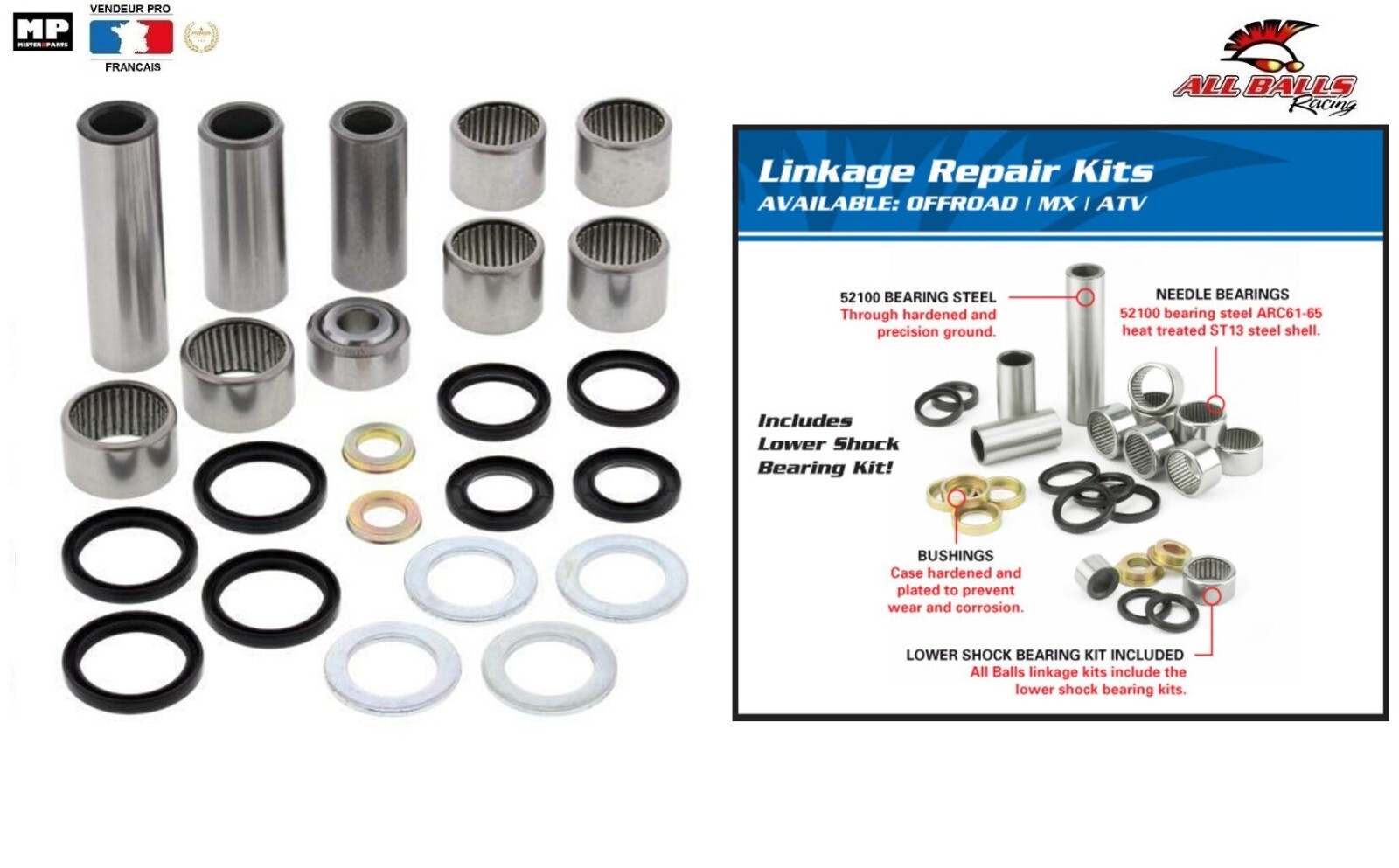 Kit roulement biellette amortisseur CR500R 1995 de haute précision