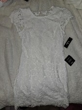 Lulus Backless White Lace Short Sleeve Cocktail Dress Size M Medium