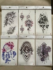 6 X Flower Temporary Tattoos Body Arm Tattoo Sticker Half Sleeve Fake Waterproof