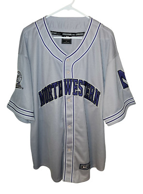 Northwestern Wildcats Colosseum Baseball Jersey Mens Size XL Gray Purple Sewn