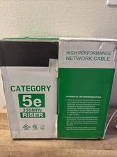 1000FT CAT5E Network LAN Ethernet UTP Bulk Cable Solid Copper Wire 24AWG White.