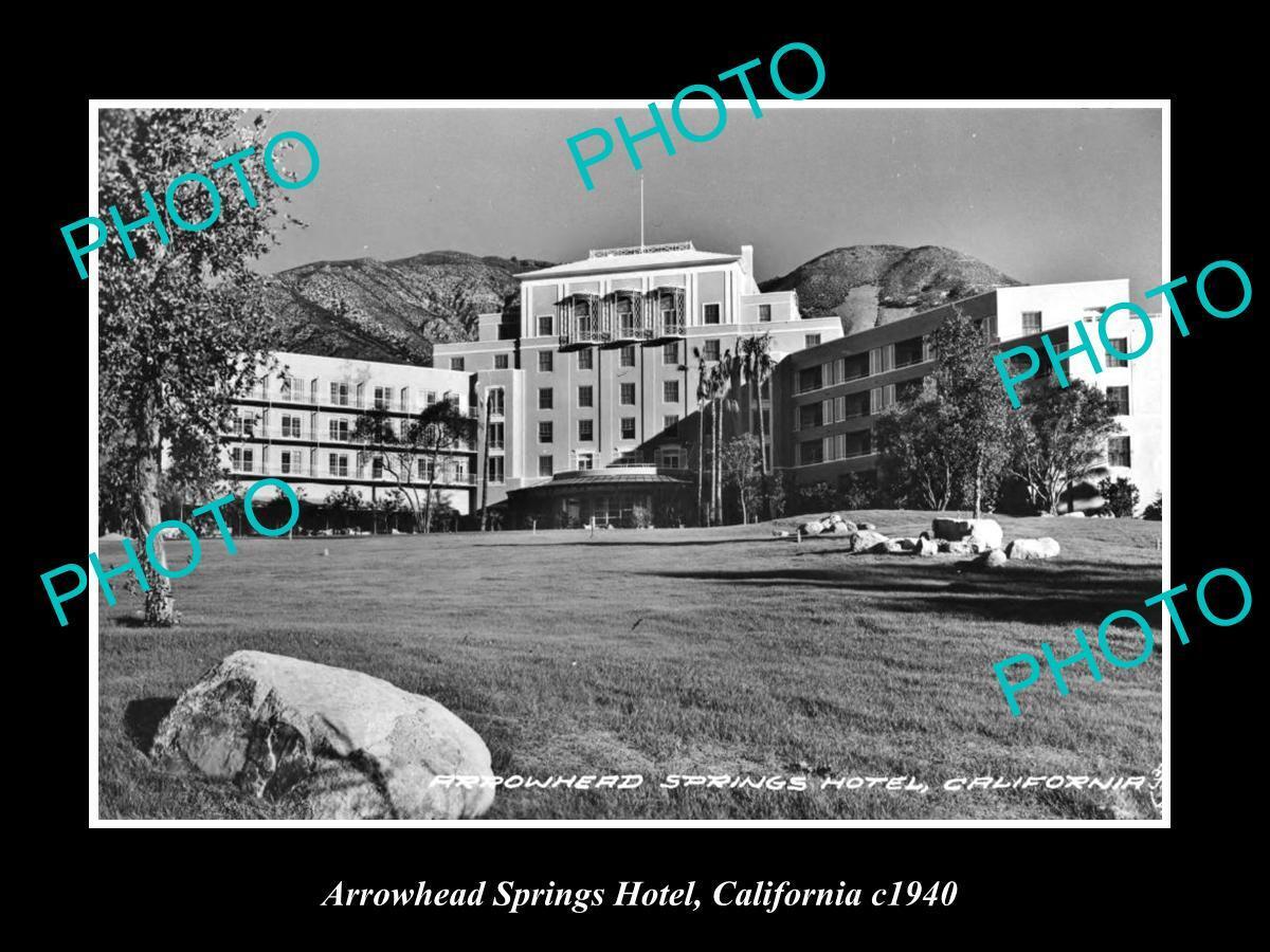 OLD LARGE HISTORIC PHOTO OF THE LAKE ARROWHEAD HOTEL CALIFORNIA c1940