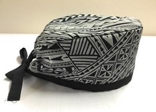 Nurses Scrub Cap Gray Hawaiian Tribal Print