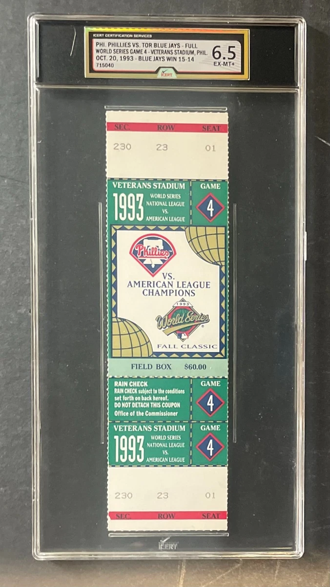 Toronto Blue Jays Baseball 1993 Vintage Sports Ticket Stubs for