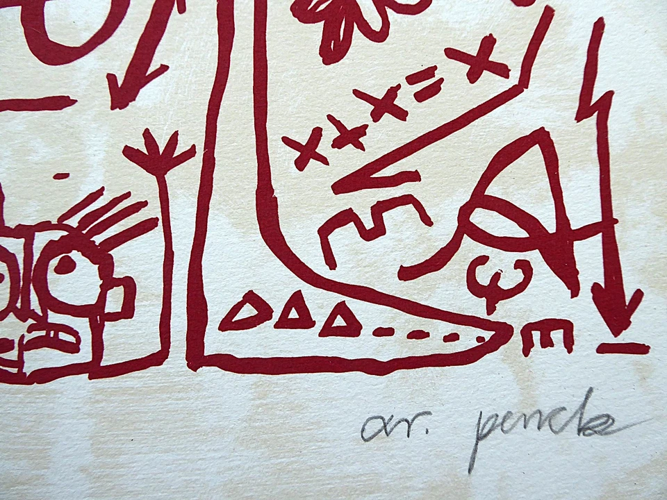 A. R. PENCK - "OHNE TITEL - ROTE VARIANTE" - FARBSERIGRAFIE - DRUCKKFRISCH !!! - Bild 3 von 4