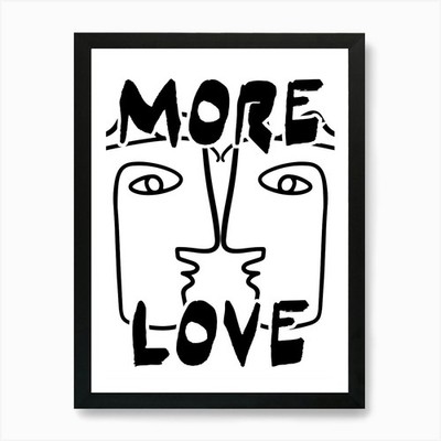 Mehr Liebe Kunstdruck gerahmt Wandbild Poster Leinwanddruck Bild