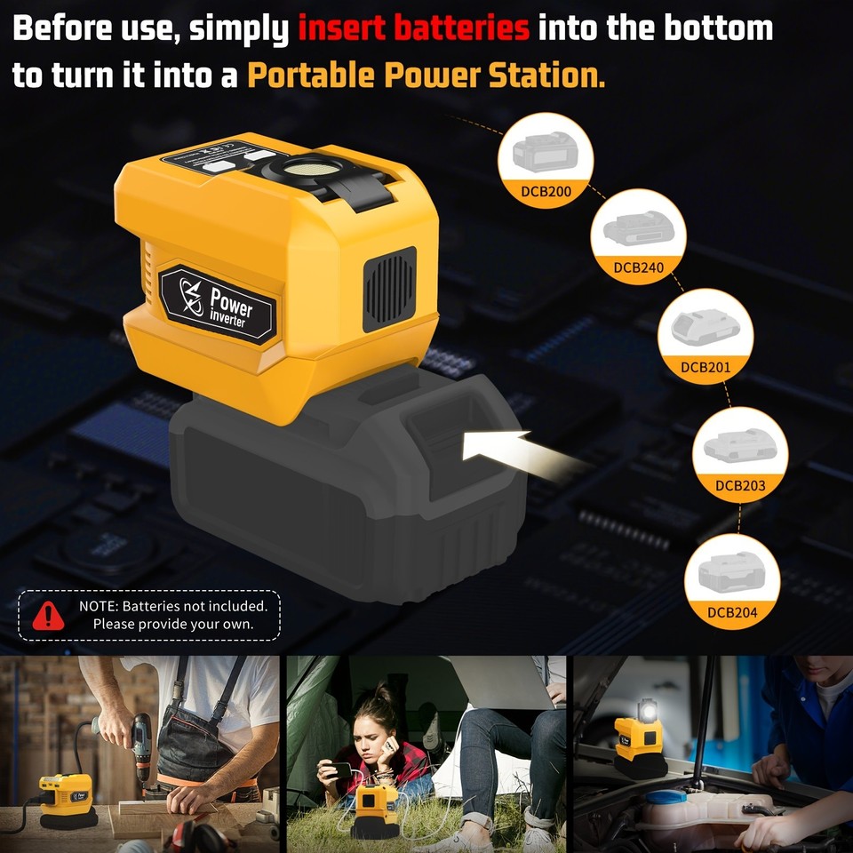 Battery installation on portable power inverter