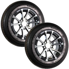 2-Pk Trailer Tire On Aluminum Rim 4.80-12 480-12 LRC 5 Lug Black T07 Wheel