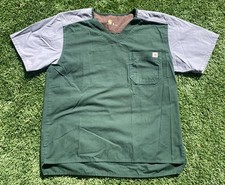 Carhartt Scrubs Shirt, Size M Gray Green, Scrub Top, V-neck, Pocket nursing