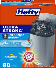 Hefty Ultra Strong 13 Gallon Tall Kitchen Trash Bags Black 80 Ct
