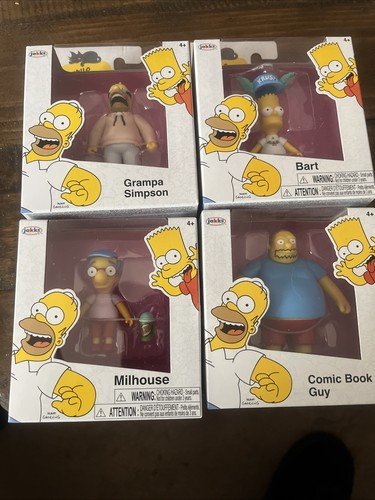 THE SIMPSONS Jakks 2.5" Wave 3 Set-Bart, Grampa, Milhouse, Comic Book Guy