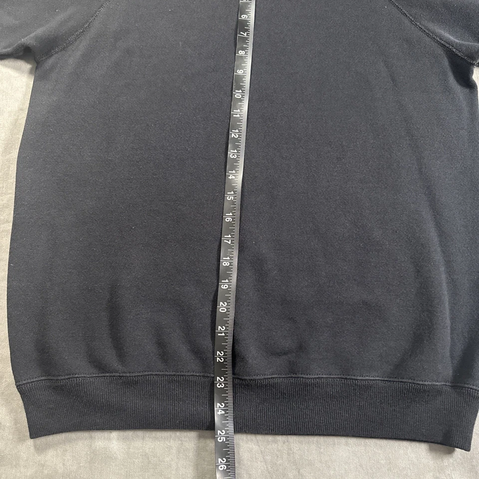 Vintage Hanes Activewear Sweatshirt Men Size LARGE Black Blank 80s Made In USA - Image 2 of 4