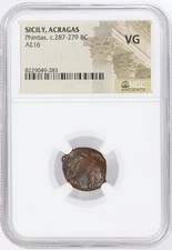 Phintias AE16 Sicily, Acragas Ancient Greek Bronze Coin 287-279 BC - NGC VG