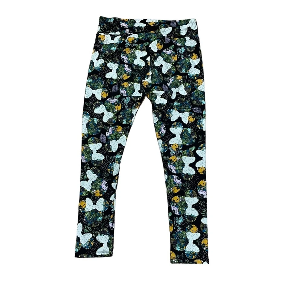 Leggings altos y curvilíneos LuLaRoe Disney Minnie Mouse estampado tropical verde y negro Foto 4 de 4