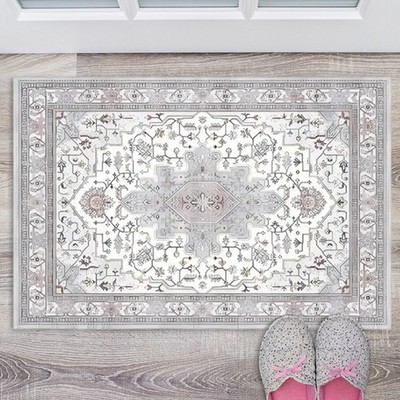 Vintage Boho 2x3 Teppich Weich Kunstwolle Rutschfest Waschbar für Küche Eingang Gebrauch