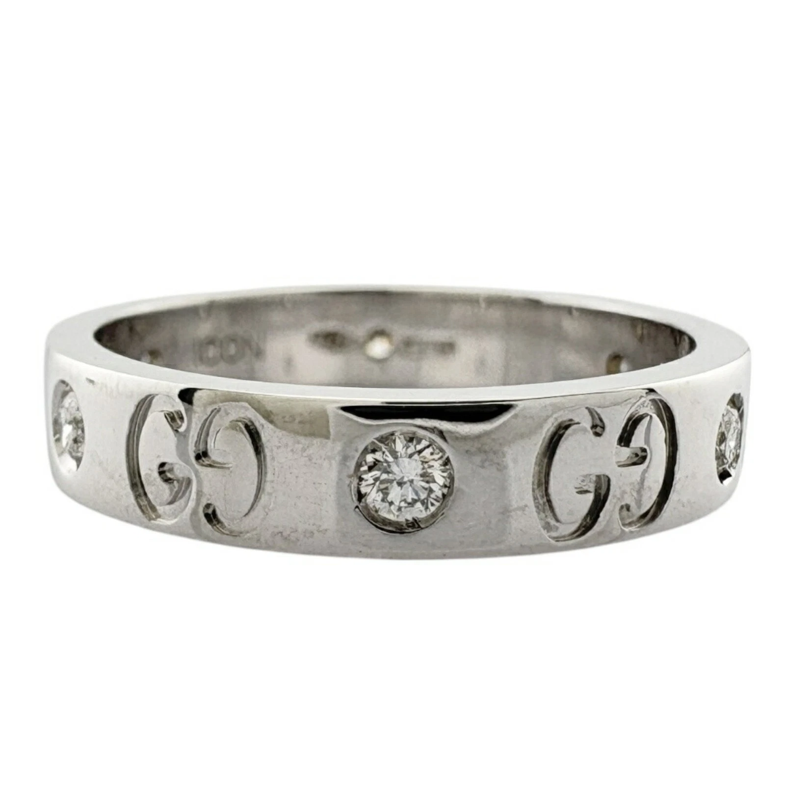 Bague Gucci Icône Argent Or Blanc Bijoux Authentique
