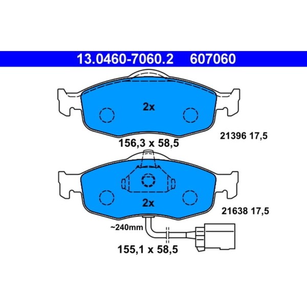 Bremsbelagsatz Scheibenbremse ATE 13.0460-7060.2 FüR Ford Scorpio I Sierra II-image