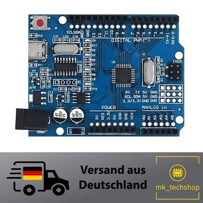 MK_TECHSHOP UNO R3 ATmega328P Board USB-C CH340G – Arduino kompatibel – Entwicklerboard
