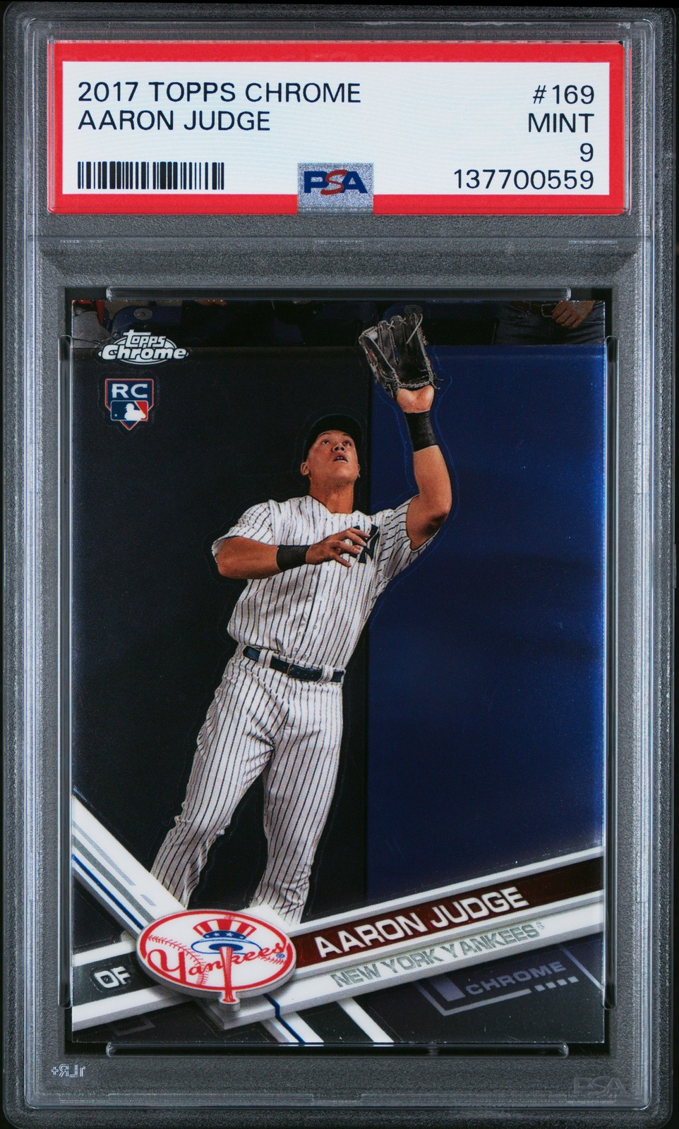 2017 TOPPS CHROME #169 AARON JUDGE PSA 9