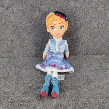 Disney Store Frozen Anna Plush Doll 18" Olafs Frozen Adventure Blue Dress Toy
