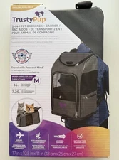 TrustyPup Medium Cat & Dog Travel Pet Backpack, Gray, 16 lb Limit New Item