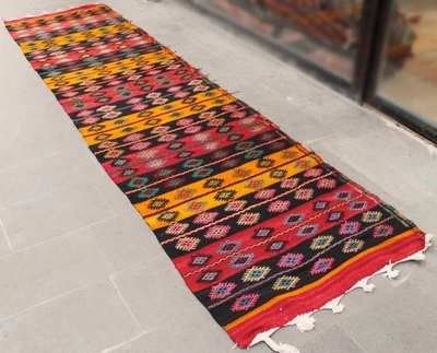 Tapis turc taille 2 x 11 couloir oriental couloir kilim multicolore cuisine - Photo 1/4