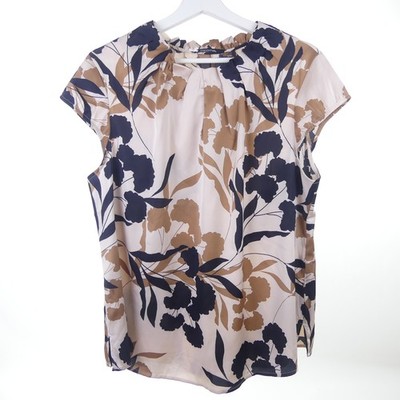 COMMA blouse pattern flowers brown beige nude size 40