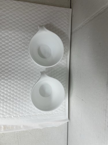 Vintage Correlle Solid White Hook Handle Coffee Tea Cups Set Of 2 - Picture 6 of 9