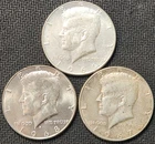 Lot Of 3 KENNEDY Half Dollar US Coins - 40% Silver - 1966 - 1968, JFK12G