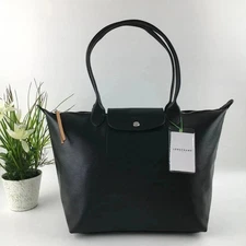 LONGCHAMP Le Pliage City L size bag Black - Coated canvas , Leather Outlet Japan