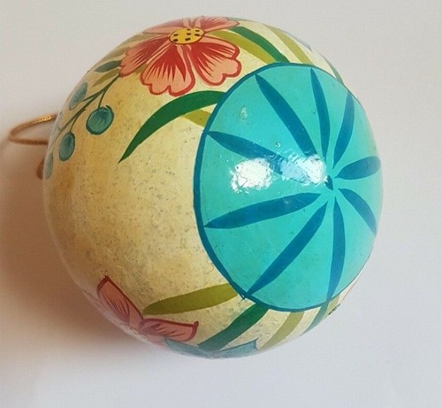 Papier-Mache Bauble Floral Ball Hanging Ornaments Hand-Decorated 3 Different - Picture 6 of 24