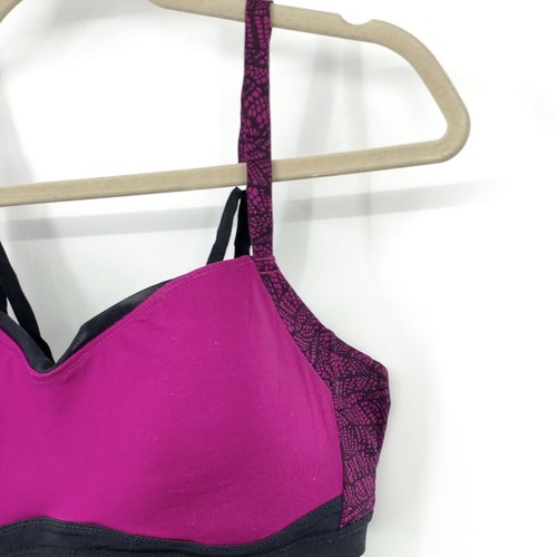 Brooks Moving Comfort Women Size Large Sports Bra Pink Racerback Fine Form - Picture 2 of 8