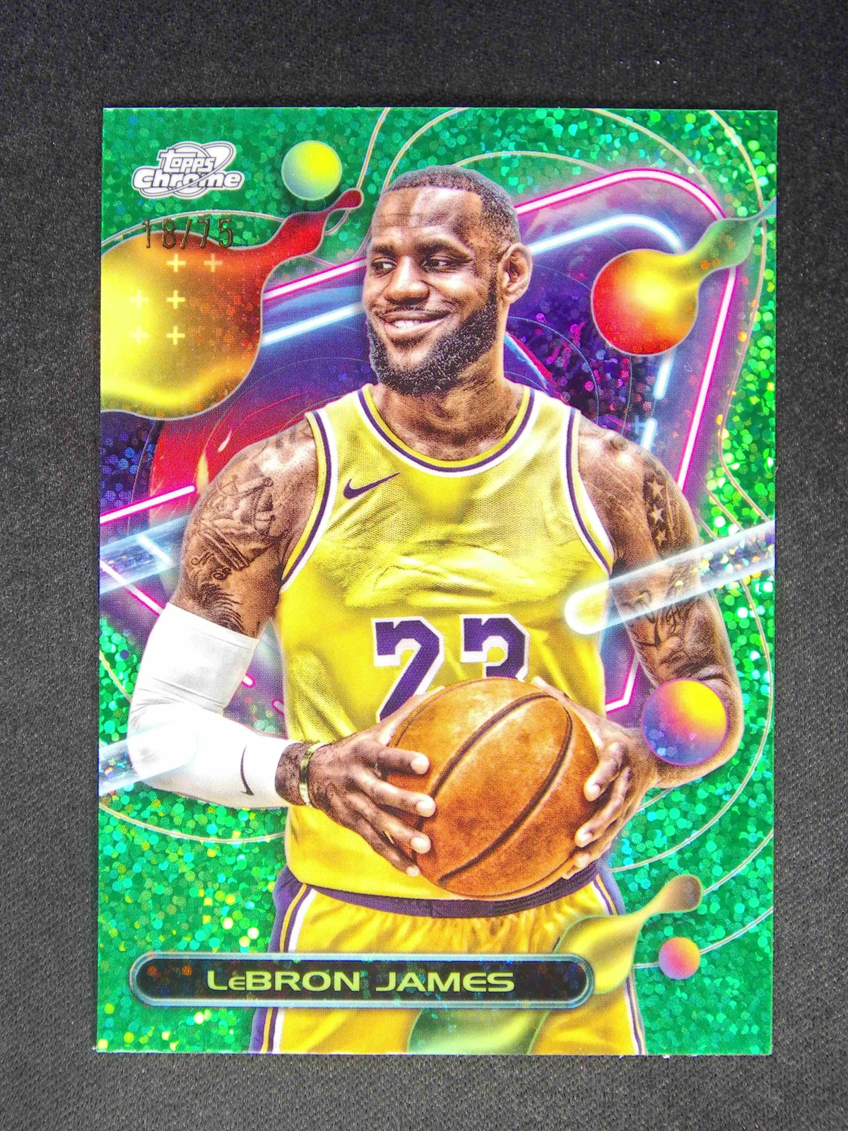 2023-24 Topps Cosmic Chrome LeBron James #59 Green Space Dust Refractor /75