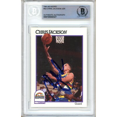 Chris Jackson Denver Nuggets Auto 1991-92 NBA Hoops #52 Signed BAS Auth Slab