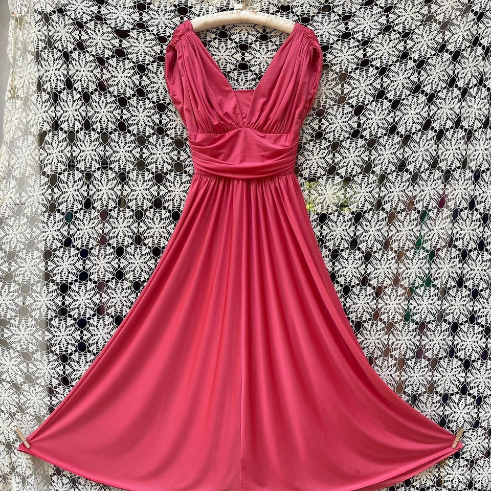 70s Goddess Dress S/M Coral Pink Anthony Muto - Image 3 of 4