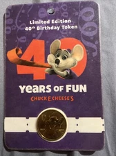 🌟RARE Chuck E Cheese 40 Years Of Fun 40th Anniversary Limited Edition Coin🌟