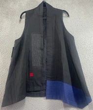 NWT Juanita Girardin Uncommon Threads Black Blue Red OS Lagenlook Vest Silk