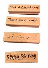 Stampin Up Positive Sayings Rubber Wood Stamps Wooden 2 Sets