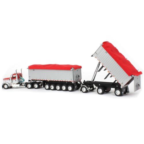 1/64 Viper Red Silver Kenworth W900L w/ 31ft & 20ft End Dump Trailers, 60-1632 - Picture 4 of 6