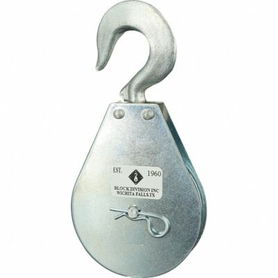 Block Division 1, 550 Lbs. Load Limit, Swivel Hook Block Single Sheave, 3-3/4...