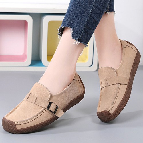 Womens Comfort Boat Shoes Casual Faux Suede Shoes Walking Slip On Flat Loafers - Picture 8 of 28