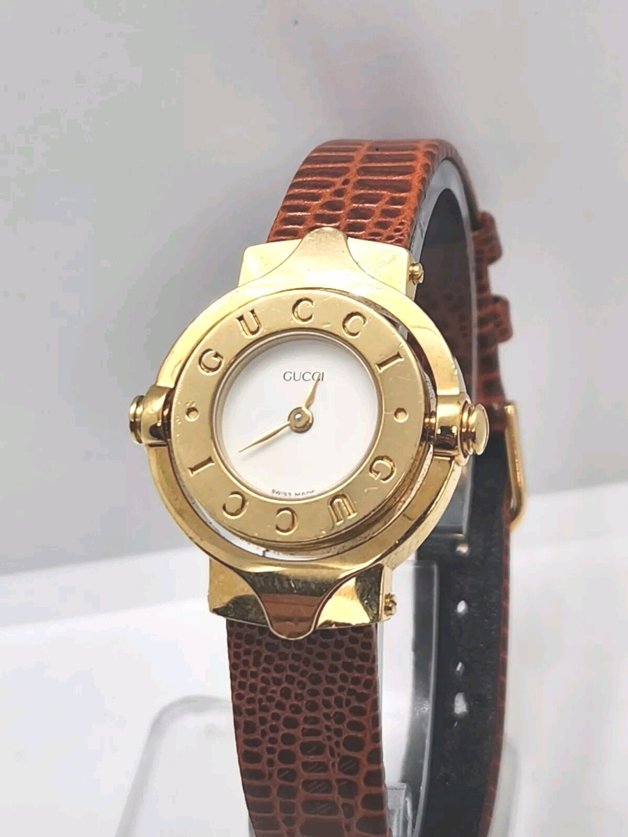 Gucci Women's Reverso Gold Plated White Dial 27mm Watch 6600L