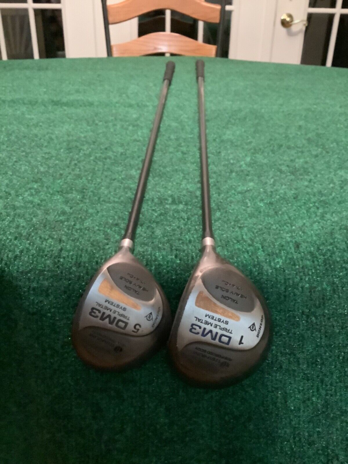 Mens Right Handed Dunlop DM3 Driver & 5 Wood, Graphite Shafts, Good Condition 