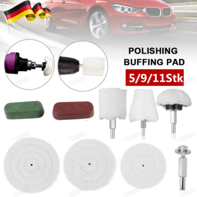 5-11tlg Polierscheibe Politur Aufsatz Polierköpfe Felgen Chrom Polierset NEU