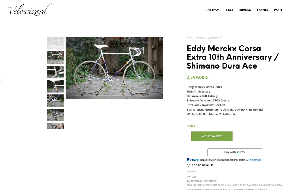 Eddy Merckx 10th Anniversary / Shimano Dura Ace / 58 cm / White / Corsa Extra - Bild 3 von 4