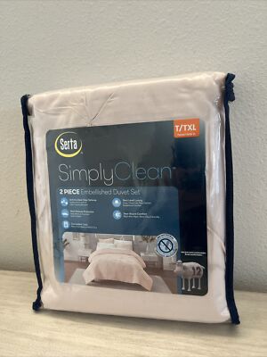 Serta Simply Clean Antimicrobi Pleated Pink Twin XL Comforter Set